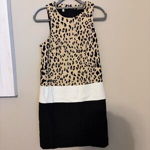 Anthropologie 4C Collective Leopard & Tweed Sheath Dress Size 6